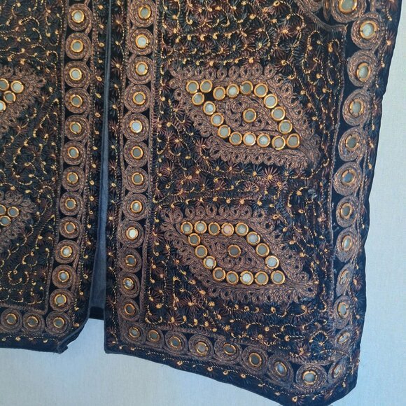 💙 Velvet Embellished Vest Size XL Boho Hippie Festive - Picture 4 of 9
